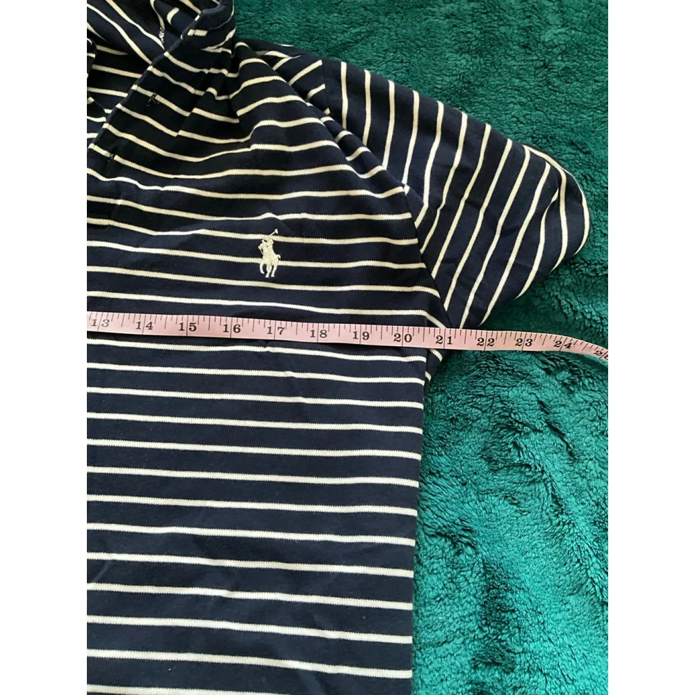 Polo Ralph Lauren navy blue and white striped short-sleeve polo shirt Large